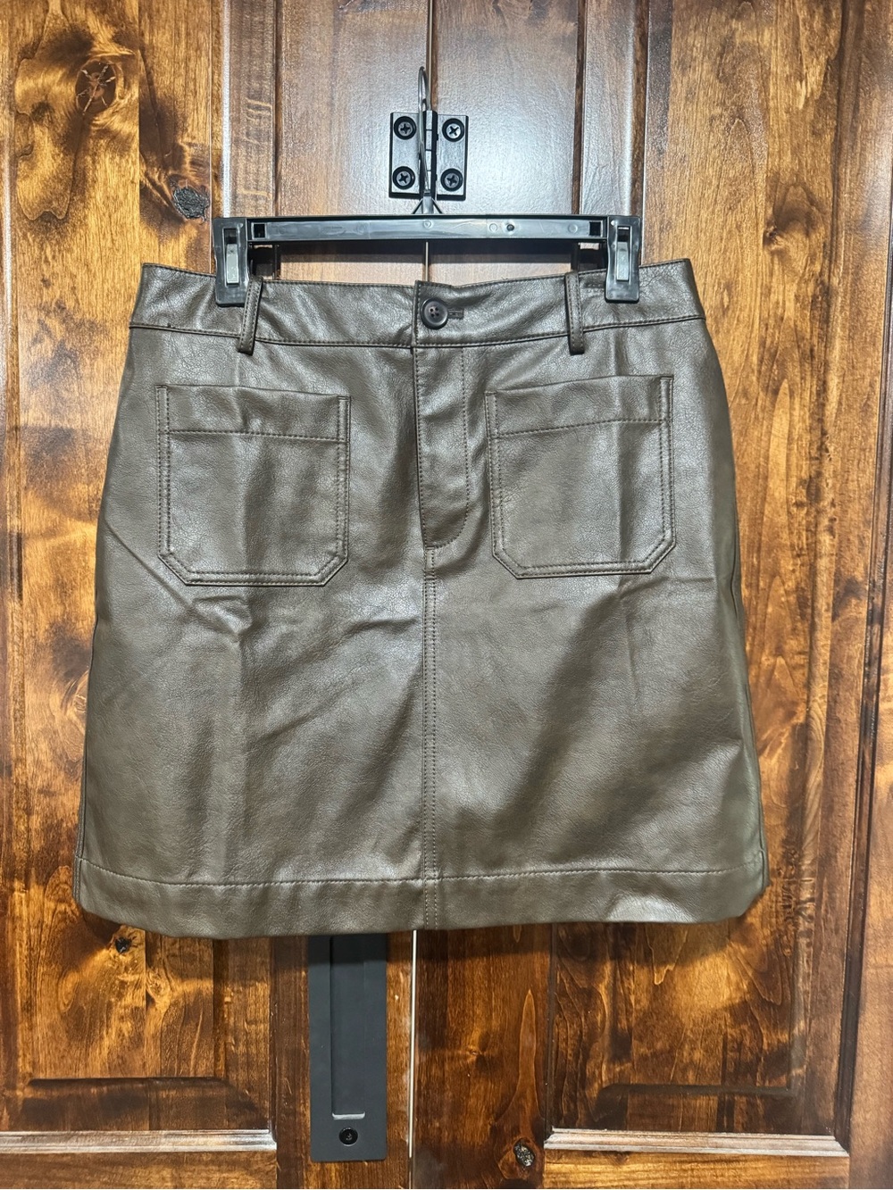 LOFT Faux Leather A-Line Mini Skirt - Dark Brown